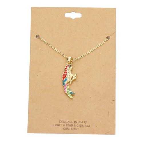 Load image into Gallery viewer, Rhinestone Embellished Parrot Pendant Charm Necklace by Madeline Love

