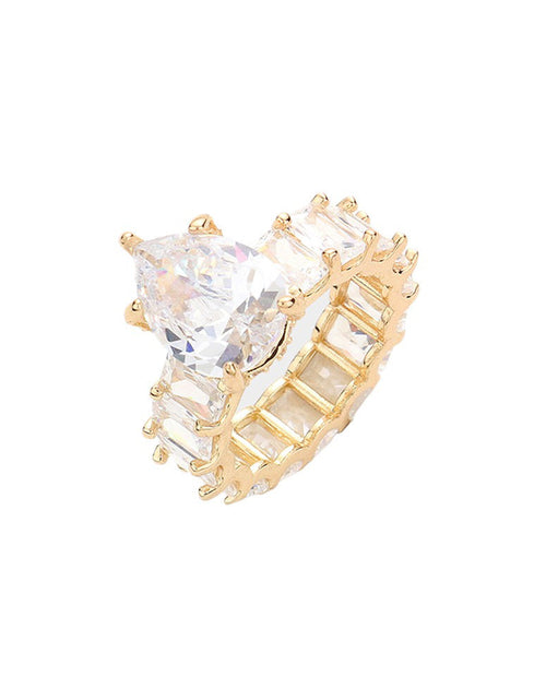 Load image into Gallery viewer, Rectangle Stone Accented Baguette Stone Band Ring by Madeline Love
