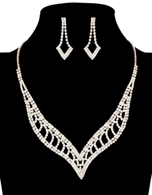 Load image into Gallery viewer, Rhinestone Paved V Shaped Jewelry Set by Madeline Love
