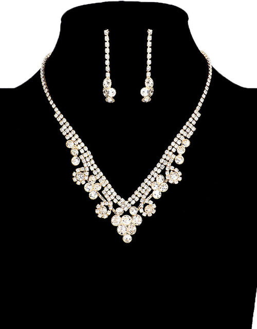 Load image into Gallery viewer, Round Crystal Rhinestone Collar Necklace Earring Set by Madeline Love
