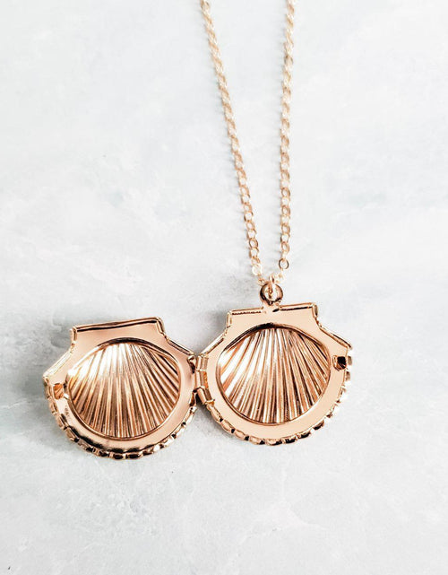 Load image into Gallery viewer, Gold Seashell Locket by Salt and Sparkle
