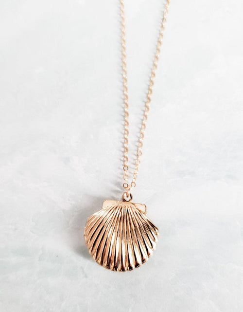 Load image into Gallery viewer, Gold Seashell Locket by Salt and Sparkle
