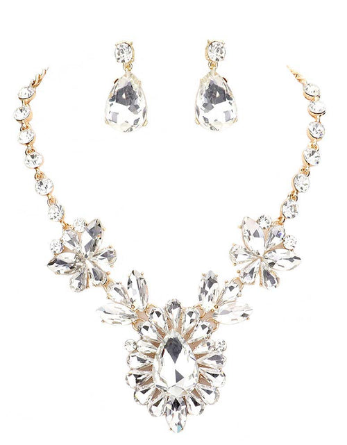 Load image into Gallery viewer, Teardrop Stone Cluster Evening Necklace by Madeline Love

