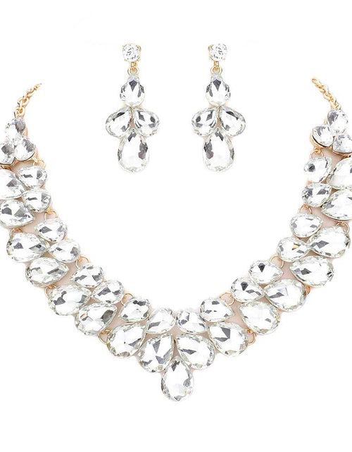 Load image into Gallery viewer, Teardrop Stone Cluster Evening Necklace by Madeline Love
