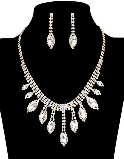 Load image into Gallery viewer, Marquise Stone Accented Rhinestone Necklace Earring Set by Madeline Love
