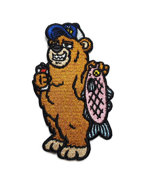 Load image into Gallery viewer, Gone Fishing Bear Patch by Kolorspun
