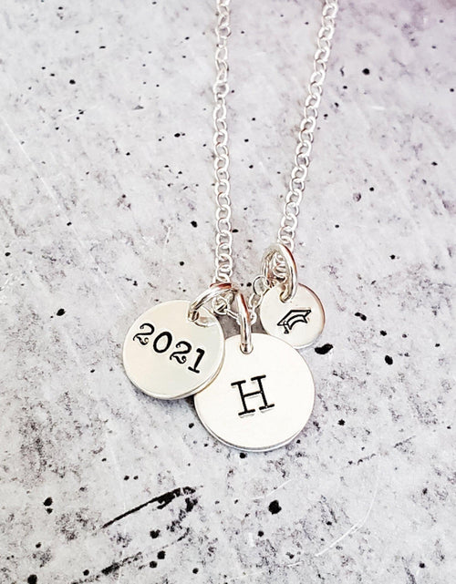 Load image into Gallery viewer, Graduation Class of 2024 Initial Necklace by Salt and Sparkle
