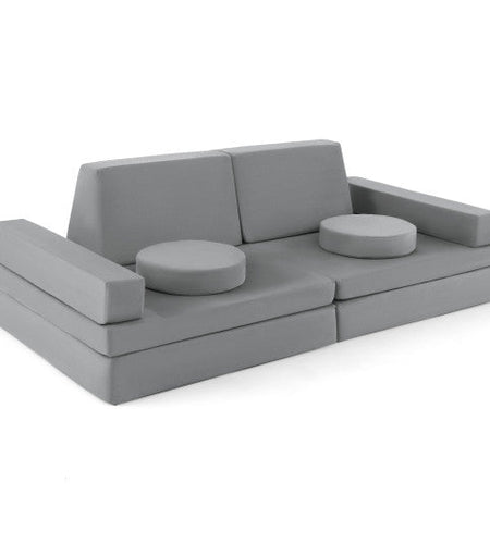 10-Piece Kids Play Couch Sofa with Portable Handle-Gray