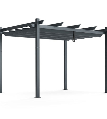 10 x 12 Feet Outdoor Aluminum Retractable Pergola Canopy Shelter Grape Trellis-Gray
