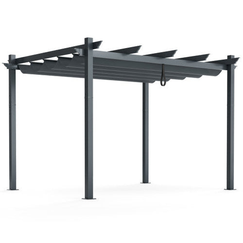 Load image into Gallery viewer, 10 x 12 Feet Outdoor Aluminum Retractable Pergola Canopy Shelter Grape Trellis-Gray
