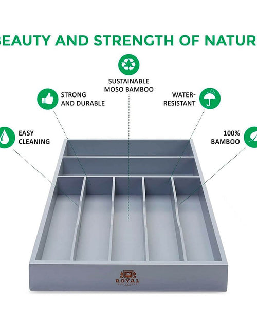 Load image into Gallery viewer, Gray Silverware Tray by Royal Craft Wood
