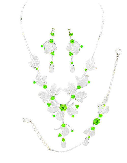 Load image into Gallery viewer, Stone Accented Metal Mesh Petal Jewelry Set by Madeline Love
