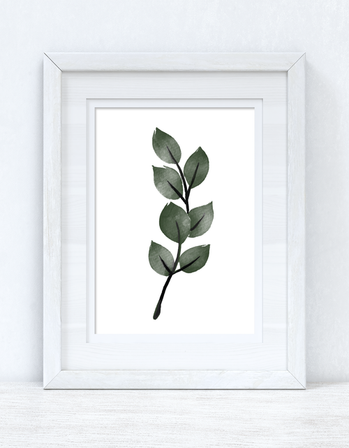 Load image into Gallery viewer, Green &amp; Black Watercolour Leaf 1 Bedroom Home Wall Decor Print by WinsterCreations™ Official Store
