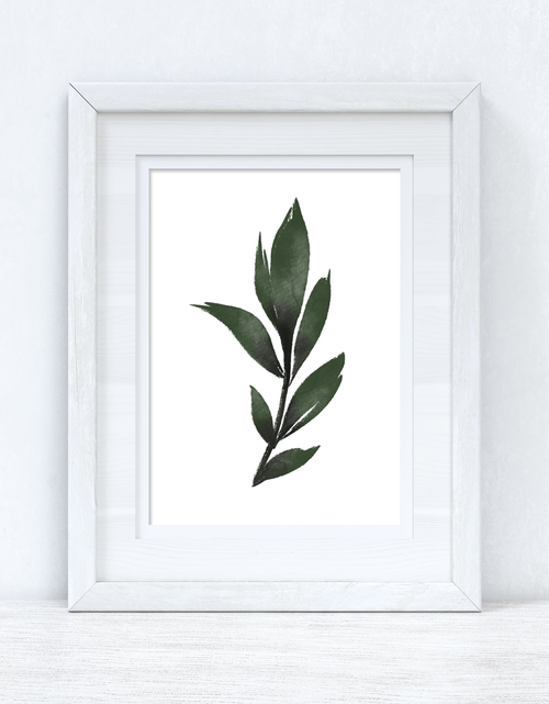 Load image into Gallery viewer, Green &amp; Black Watercolour Leaf 2 Bedroom Home Wall Decor Print by WinsterCreations™ Official Store
