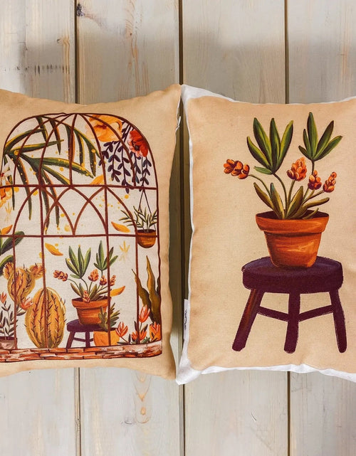 Load image into Gallery viewer, Greenhouse Window | Pillow Cover | 12x18 | Floral Arraignment | Throw Pillow | Pillow | Home Decor | Aesthetic Room Decor | Gift for her by UniikPillows
