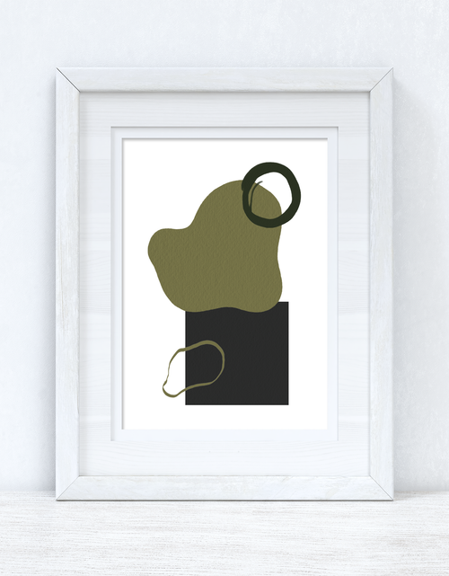 Load image into Gallery viewer, Greens &amp; Black Abstract 1 Colour Shapes Home Wall Decor Print by WinsterCreations™ Official Store
