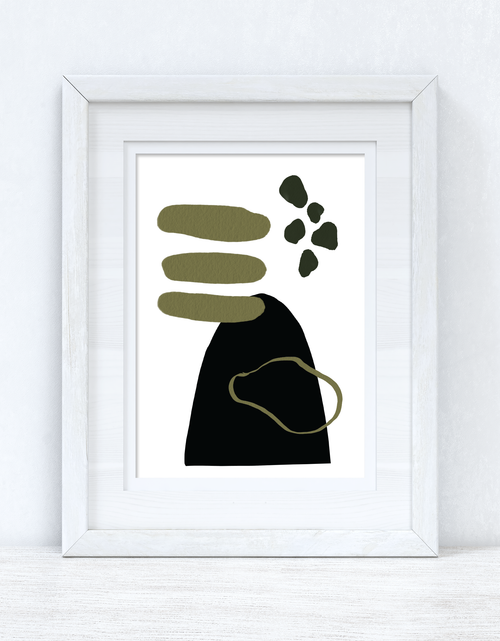 Load image into Gallery viewer, Greens &amp; Black Abstract 2 Colour Shapes Home Wall Decor Print by WinsterCreations™ Official Store
