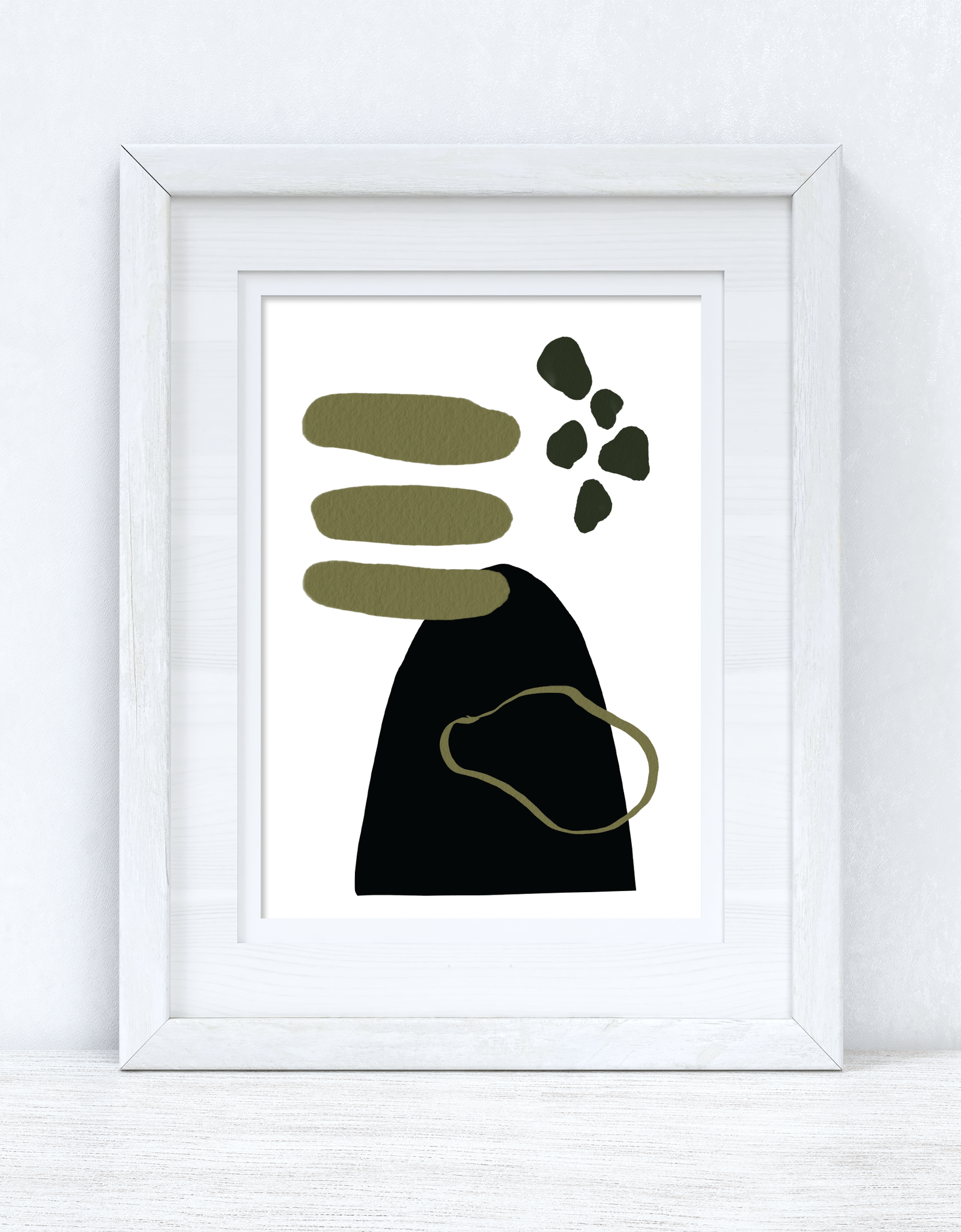 Greens & Black Abstract 2 Colour Shapes Home Wall Decor Print by WinsterCreations™ Official Store