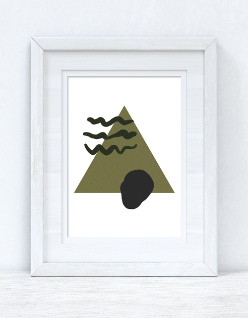 Load image into Gallery viewer, Greens &amp; Black Abstract 3 Colour Shapes Home Wall Decor Print by WinsterCreations™ Official Store

