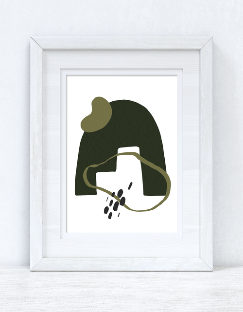 Load image into Gallery viewer, Greens &amp; Black Abstract 4 Colour Shapes Home Wall Decor Print by WinsterCreations™ Official Store
