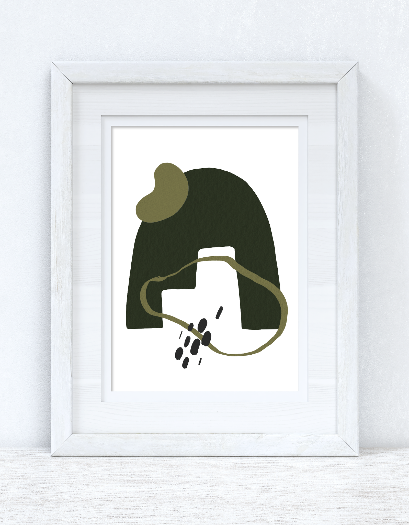 Greens & Black Abstract 4 Colour Shapes Home Wall Decor Print by WinsterCreations™ Official Store