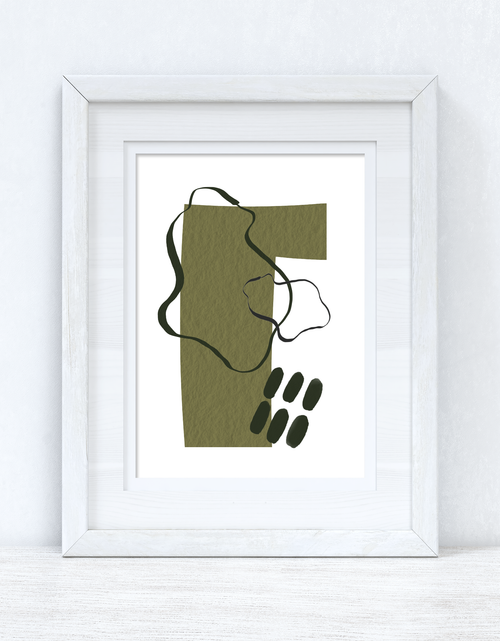 Load image into Gallery viewer, Greens &amp; Black Abstract 5 Colour Shapes Home Wall Decor Print by WinsterCreations™ Official Store
