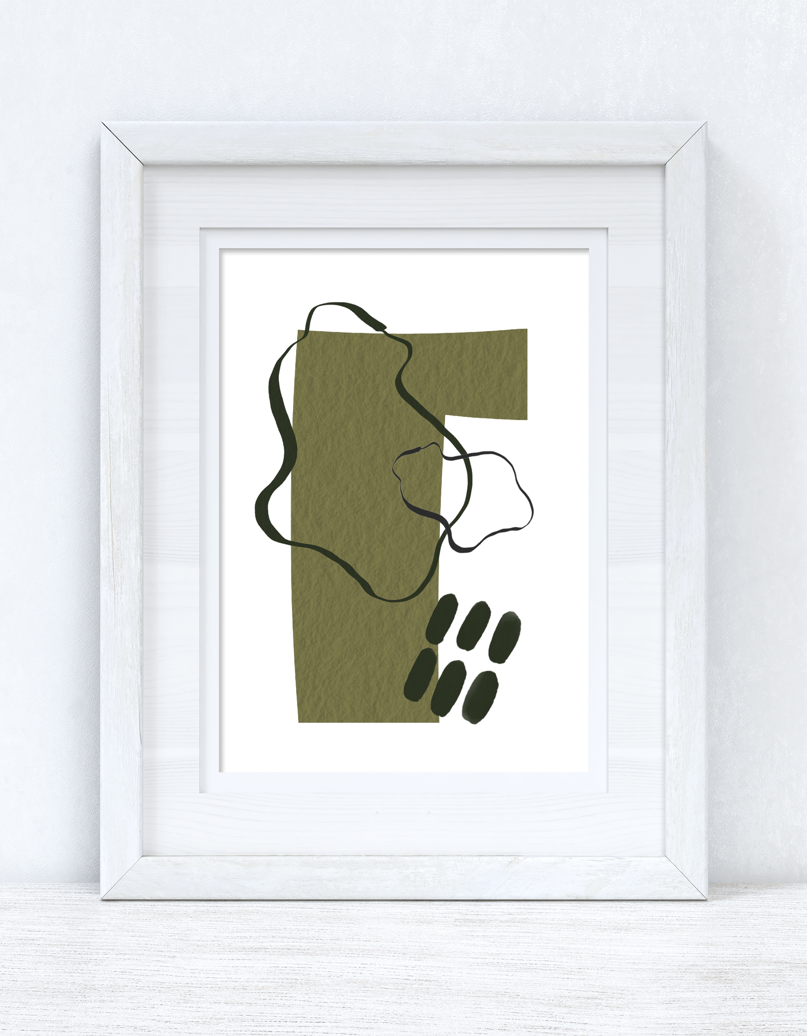 Greens & Black Abstract 5 Colour Shapes Home Wall Decor Print by WinsterCreations™ Official Store