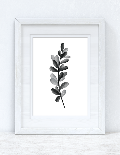 Load image into Gallery viewer, Grey Black Watercolour Leaf Bedroom Home Wall Decor Print by WinsterCreations™ Official Store
