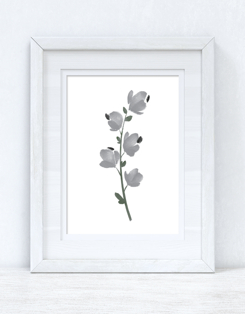 Load image into Gallery viewer, Grey Black Green Watercolour Flower 1 Bedroom Home Wall Decor Print by WinsterCreations™ Official Store
