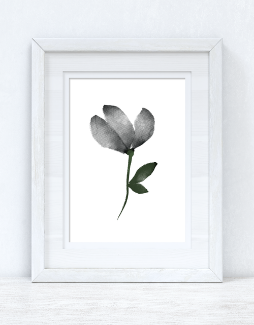 Load image into Gallery viewer, Grey Black Green Watercolour Flower 2 Bedroom Home Wall Decor Print by WinsterCreations™ Official Store
