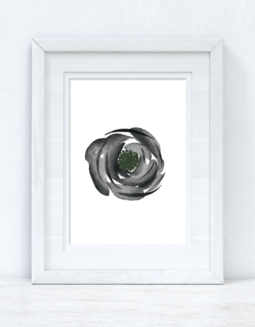 Load image into Gallery viewer, Grey Black Green Watercolour Flower 3 Bedroom Home Wall Decor Print by WinsterCreations™ Official Store
