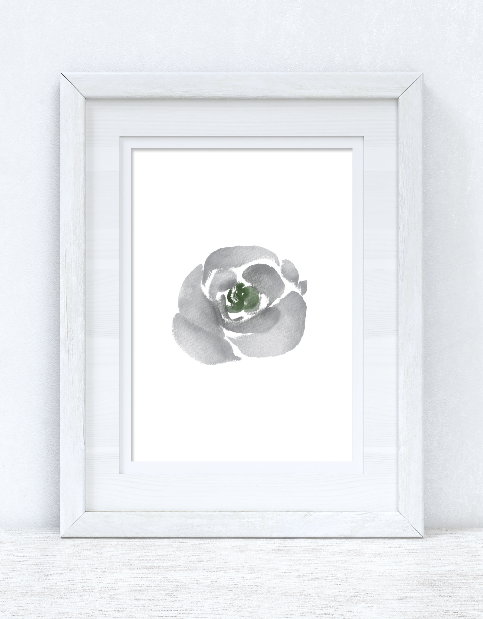 Grey Green Watercolour Flower 2 Bedroom Home Wall Decor Print by WinsterCreations™ Official Store