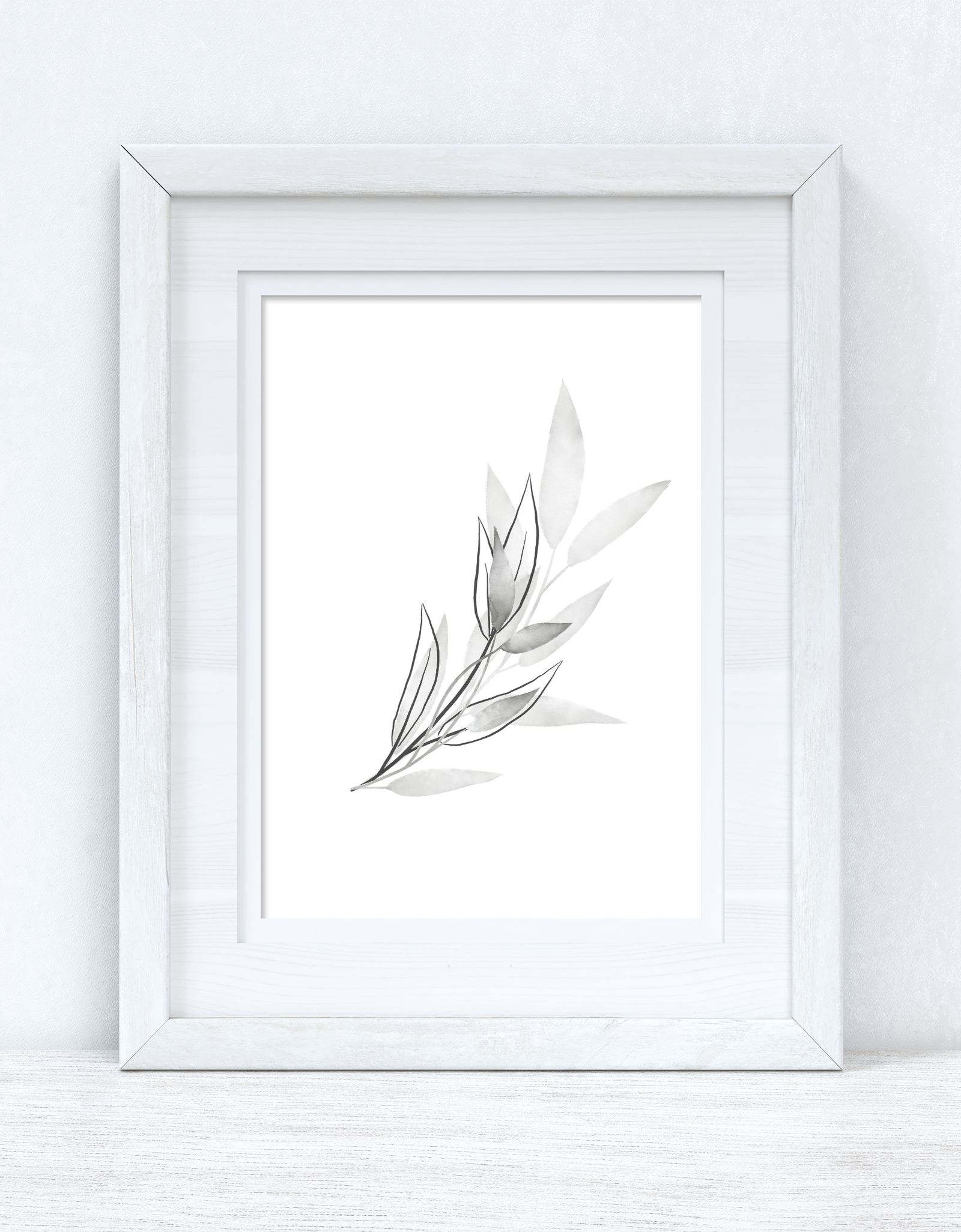 Greys Watercolour Leaves 2 Bedroom Home Wall Decor Print by WinsterCreations™ Official Store