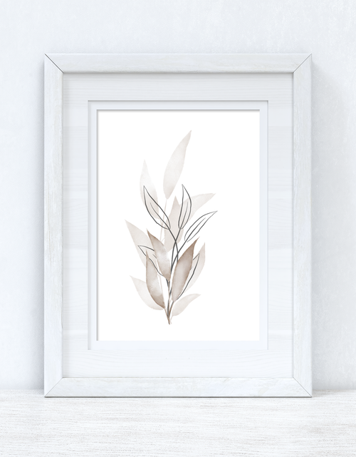 Load image into Gallery viewer, Greys &amp; Naturals Watercolour Leaves Bedroom Home Wall Decor Print by WinsterCreations™ Official Store
