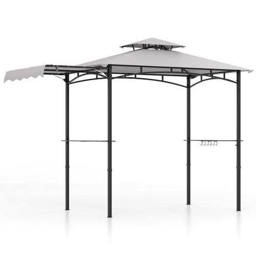 Load image into Gallery viewer, 11 x 5 FT Grill Gazebo with Side Awning and Double-Tiered Top-Gray
