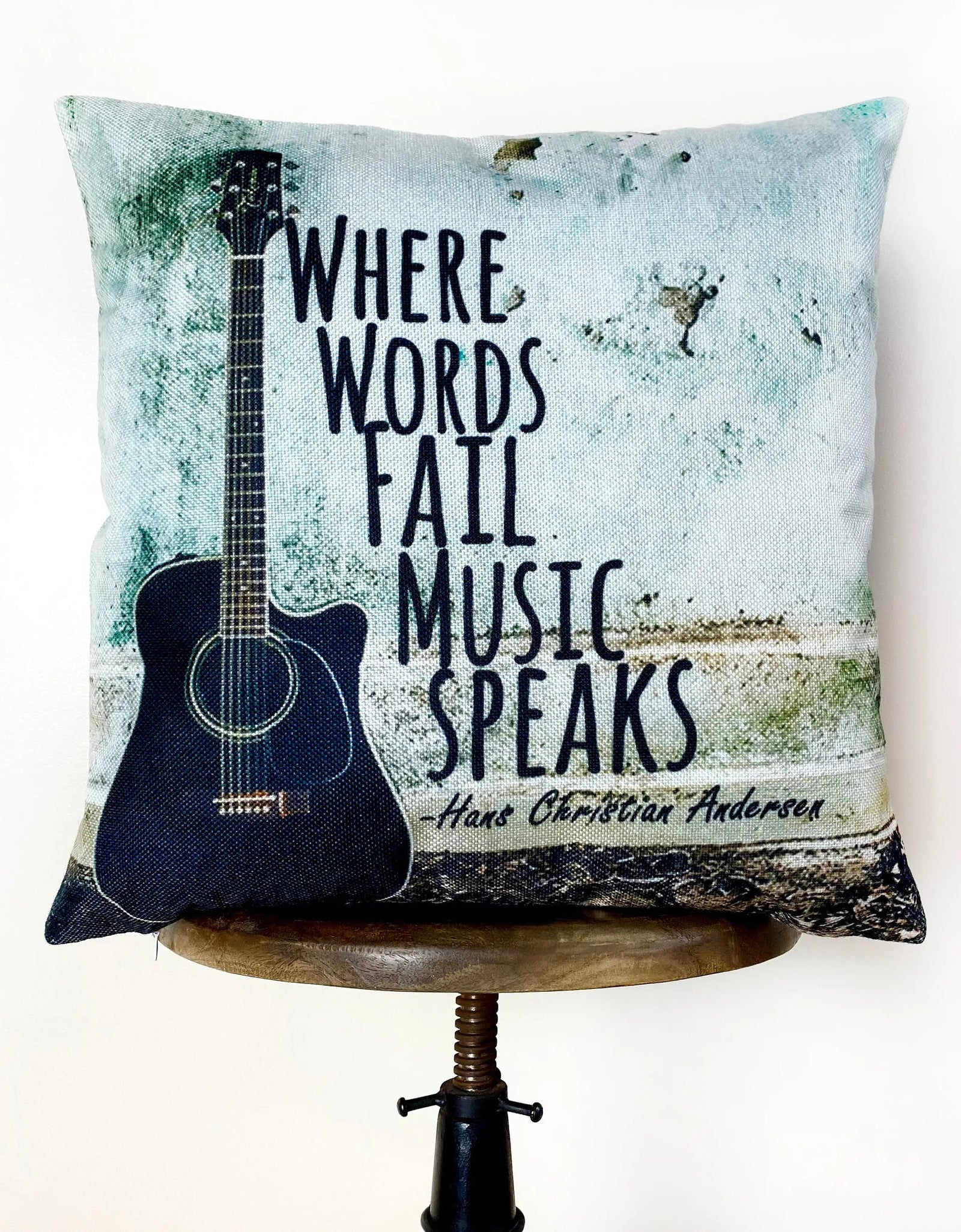 Guitar | Where Words Fail Music Speaks | Pillow Cover | Home Decor | Throw Pillow | Gift | Music decor | Music Gifts by UniikPillows