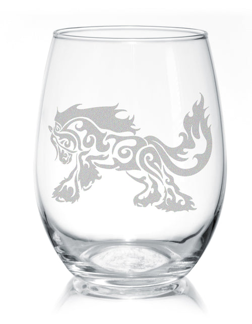 Load image into Gallery viewer, Gypsy Horse Romp Stemless Wine Glass Set by Classy Equine
