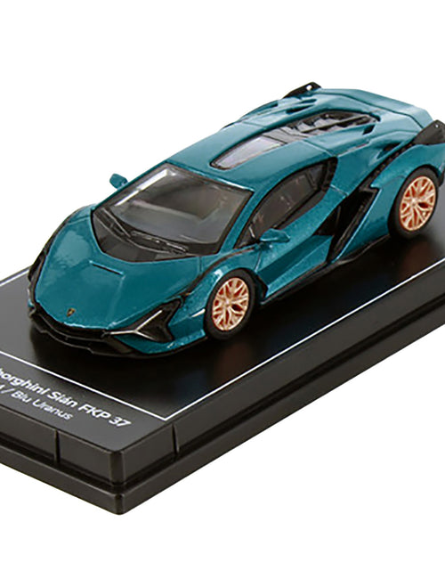Load image into Gallery viewer, Lamborghini Sian FKP 37 Blu Uranus Blue Metallic "Hypercar League Collection" 1/64 Diecast Model Car by PosterCars
