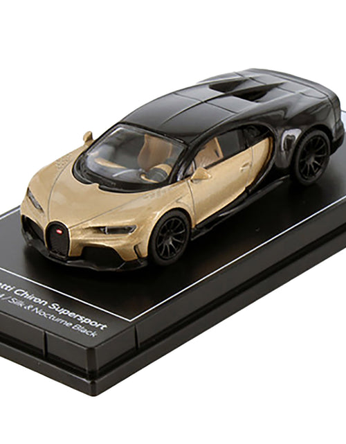 Load image into Gallery viewer, Bugatti Chiron Supersport Silk Gold Metallic and Nocturne Black "Hypercar League Collection" 1/64 Diecast Model Car by PosterCars
