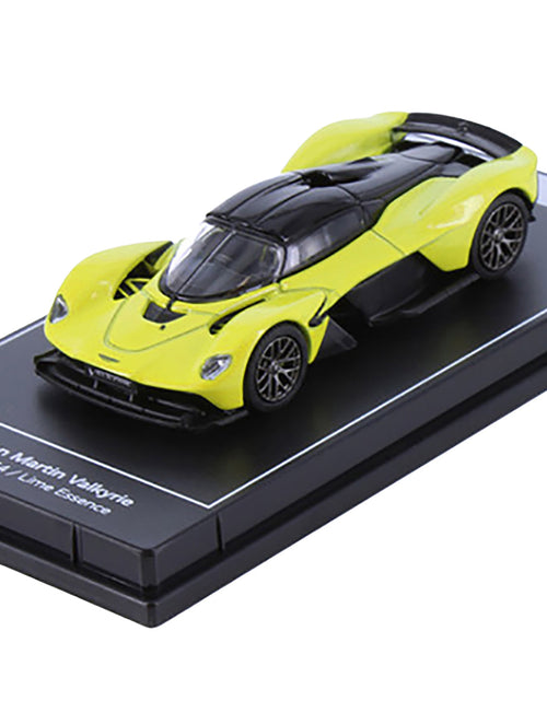 Load image into Gallery viewer, Aston Martin Valkyrie Lime Essence Yellow Metallic with Black Top "Hypercar League Collection" 1/64 Diecast Model Car by PosterCars
