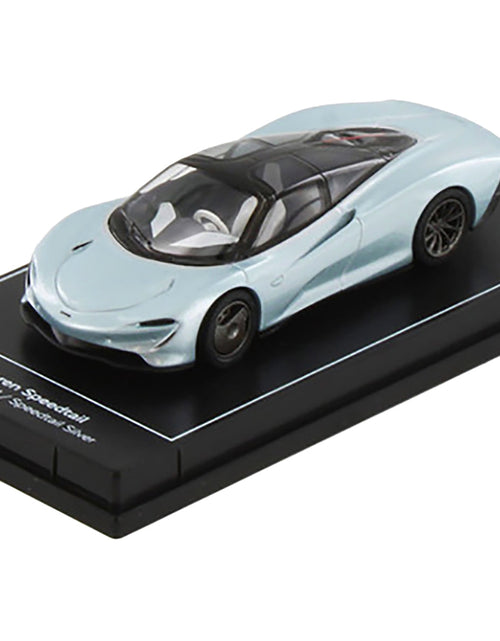 Load image into Gallery viewer, McLaren Speedtail Silver Metallic with Black Top "Hypercar League Collection" 1/64 Diecast Model Car by PosterCars
