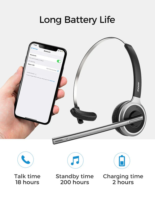 Load image into Gallery viewer, 1/2 pack Mpow M5 Bluetooth V5.0 Headset Wireless Truck Driver Headphones Hands-free Call Headset with Mic for Call Center Office
