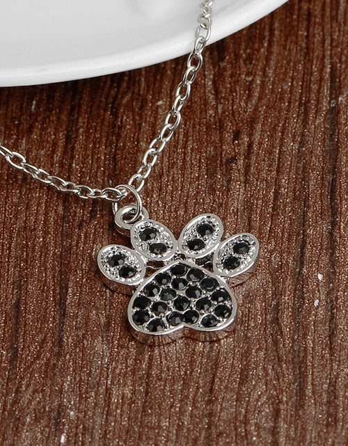 Load image into Gallery viewer, Lucky Cute Personality Animal Pet Dog Paw Footprint Zircon Pendant Necklace Love Woman Mother Girl Gift Wedding blessing Jewelry by Js House
