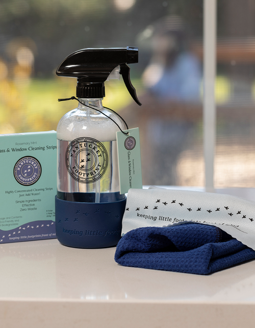 Load image into Gallery viewer, Microfiber Glass &amp; Window Cleaning Cloths - 2 Cloths by Nantucket Spider &amp; Nantucket Footprint
