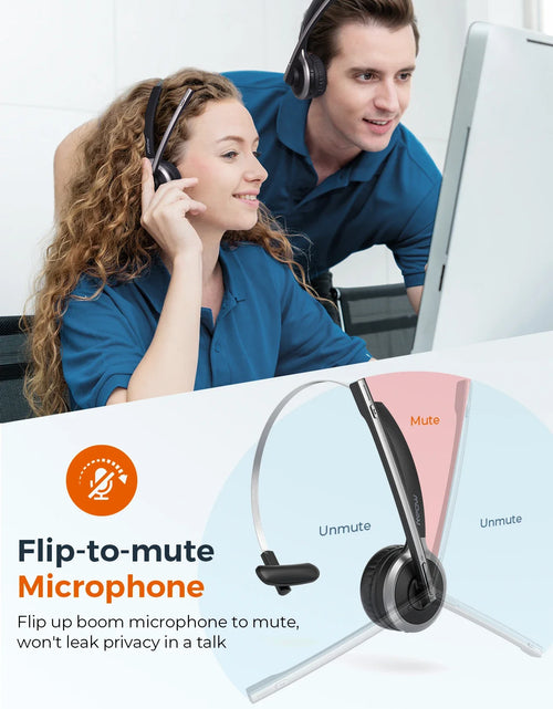 Load image into Gallery viewer, Mpow M5 Pro Bluetooth 5.0 Headphones with Mic Charging Base Wireless Headset for PC Laptop Call Center Office 18H Talking Time
