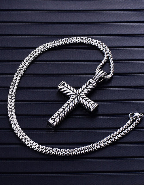 Load image into Gallery viewer, Vintage Cross Pendant Stainless Steel Necklace #ns23 _mkpt by Js House
