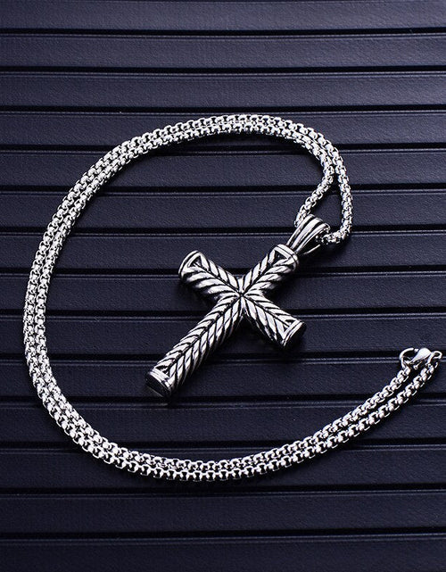 Load image into Gallery viewer, Vintage Cross Pendant Stainless Steel Necklace #ns23 _mkpt by Js House
