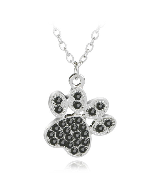 Load image into Gallery viewer, Lucky Cute Personality Animal Pet Dog Paw Footprint Zircon Pendant Necklace Love Woman Mother Girl Gift Wedding blessing Jewelry by Js House
