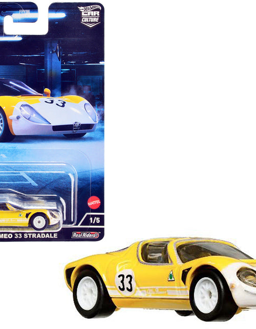 Load image into Gallery viewer, 1969 Alfa Romeo 33 Stradale #33 Yellow and White "Exotic Envy" Series Diecast Model Car by Hot Wheels
