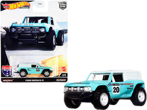 Load image into Gallery viewer, Ford Bronco R #20 Turquoise with White Top "American Scene" "Car Culture" Series Diecast Model Car by Hot Wheels
